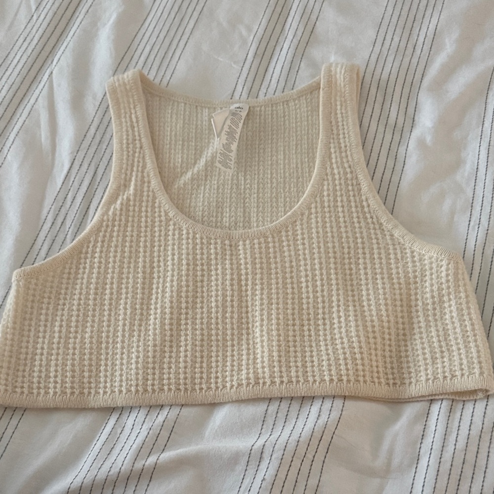 Alo Yoga Cashmere Plush Waffle Crop Tank Top sz S